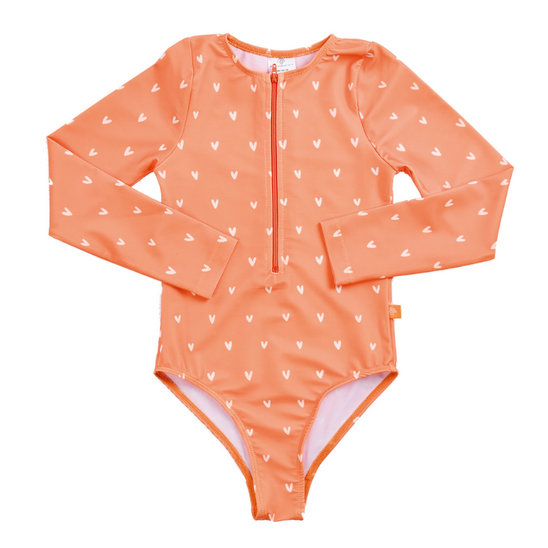 Swim Essentials® Otroške enodelne kopalke Orange Hearts 98/104 Swim Essentials