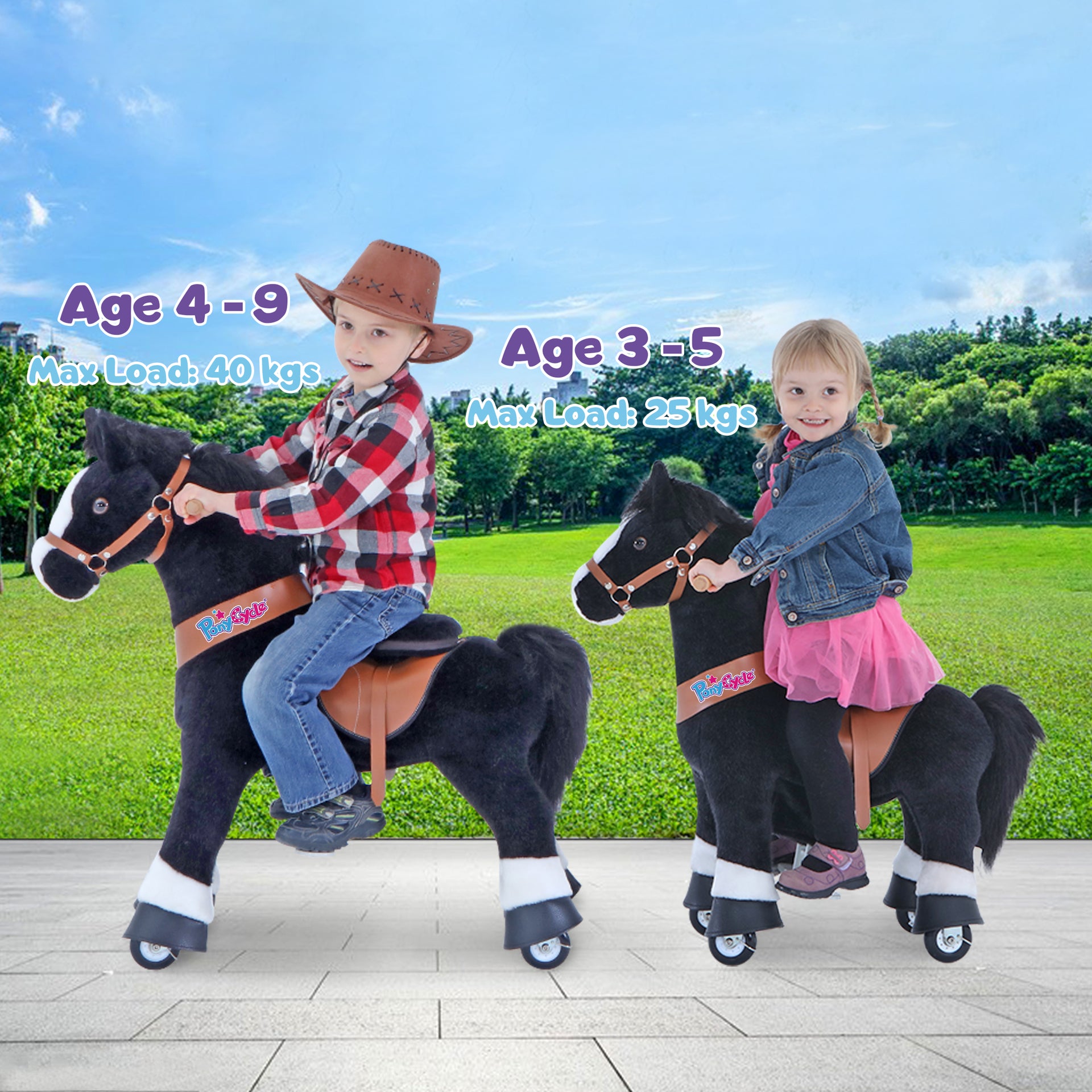 PonyCycle® Konjiček na kolesih - Black with White Hoof (4-8L) PonyCycle