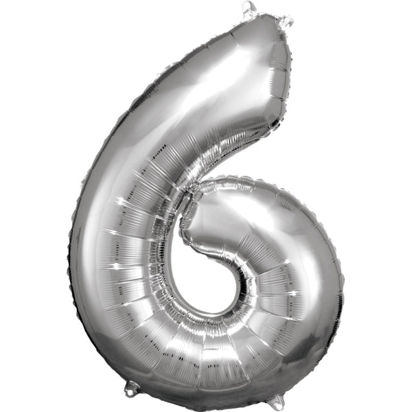 Amscan® Balon številka 6 (86 cm) Silver Amscan