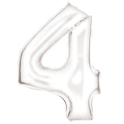 Amscan® Balon številka 4 (86 cm) Silk Lustre White Amscan
