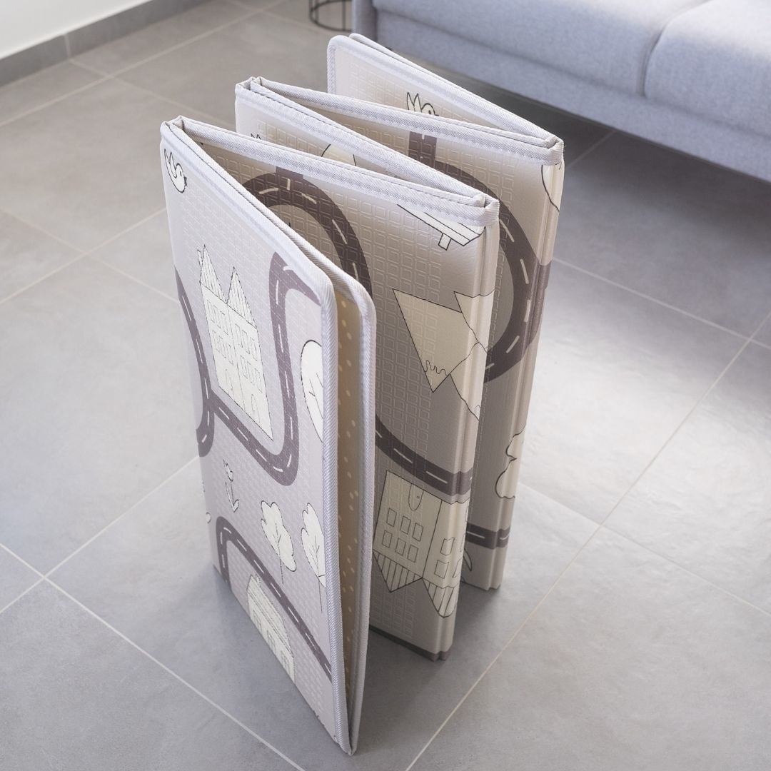 Evibell® Zložljiva igralna podloga 150x190 Dots/City Grey Evibell