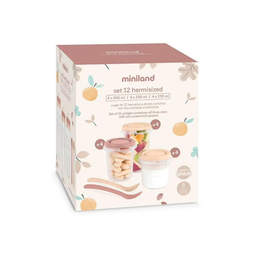 Miniland® Set 12 posodic za shranjevanje Valencia 200/250/300ml in pribor Miniland