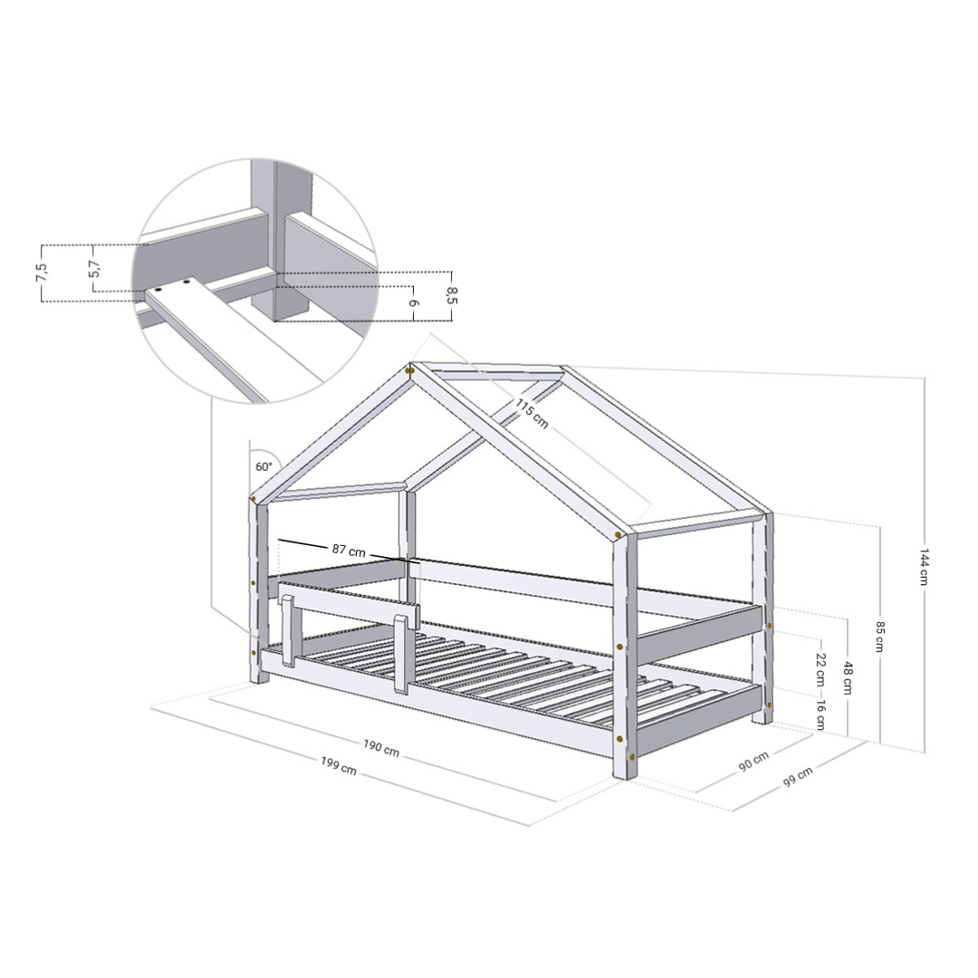 Benlemi® Otroška postelja Lucky 90x190 Natural Benlemi