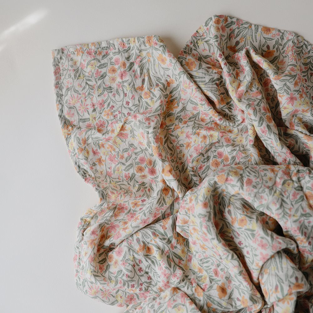 Mushie® Tetra plenička Pastel Blooms 120x120 Mushie