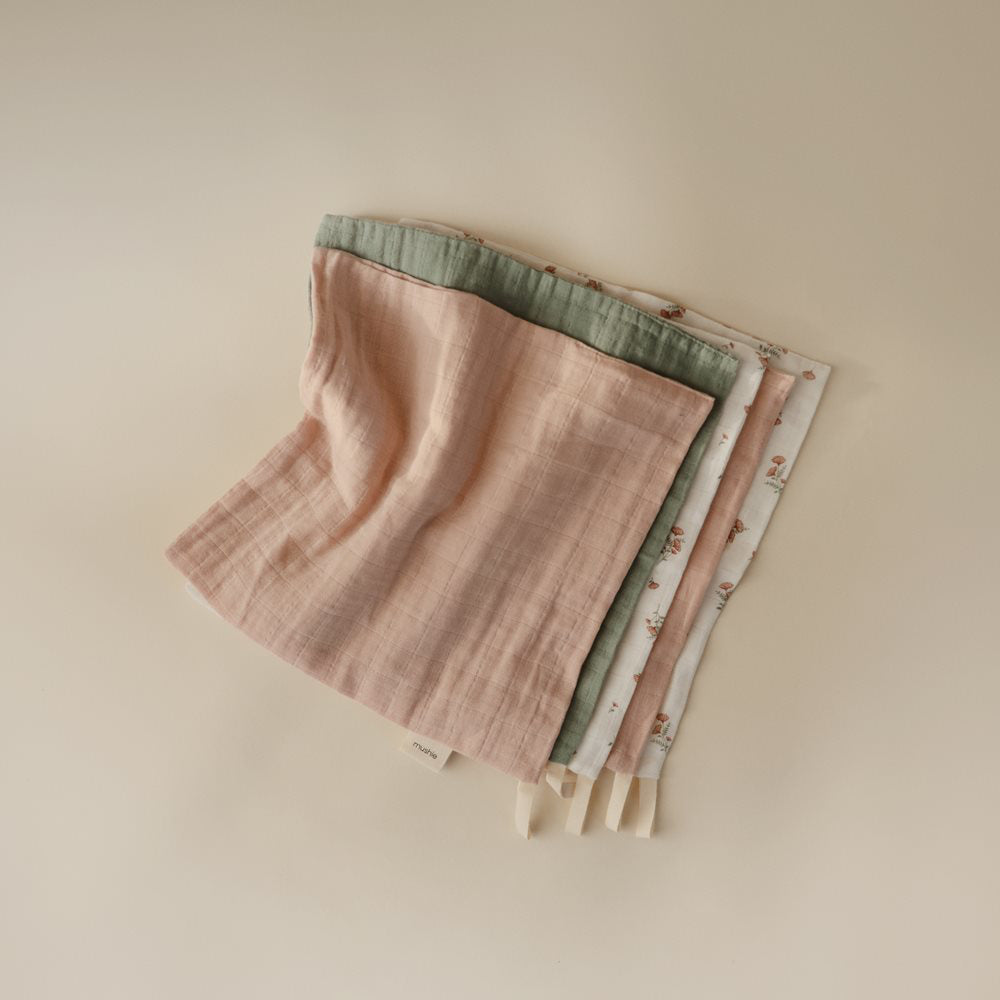 Mushie® Krpice za umivanje 5 kos Pink Flowers 30x30 Mushie