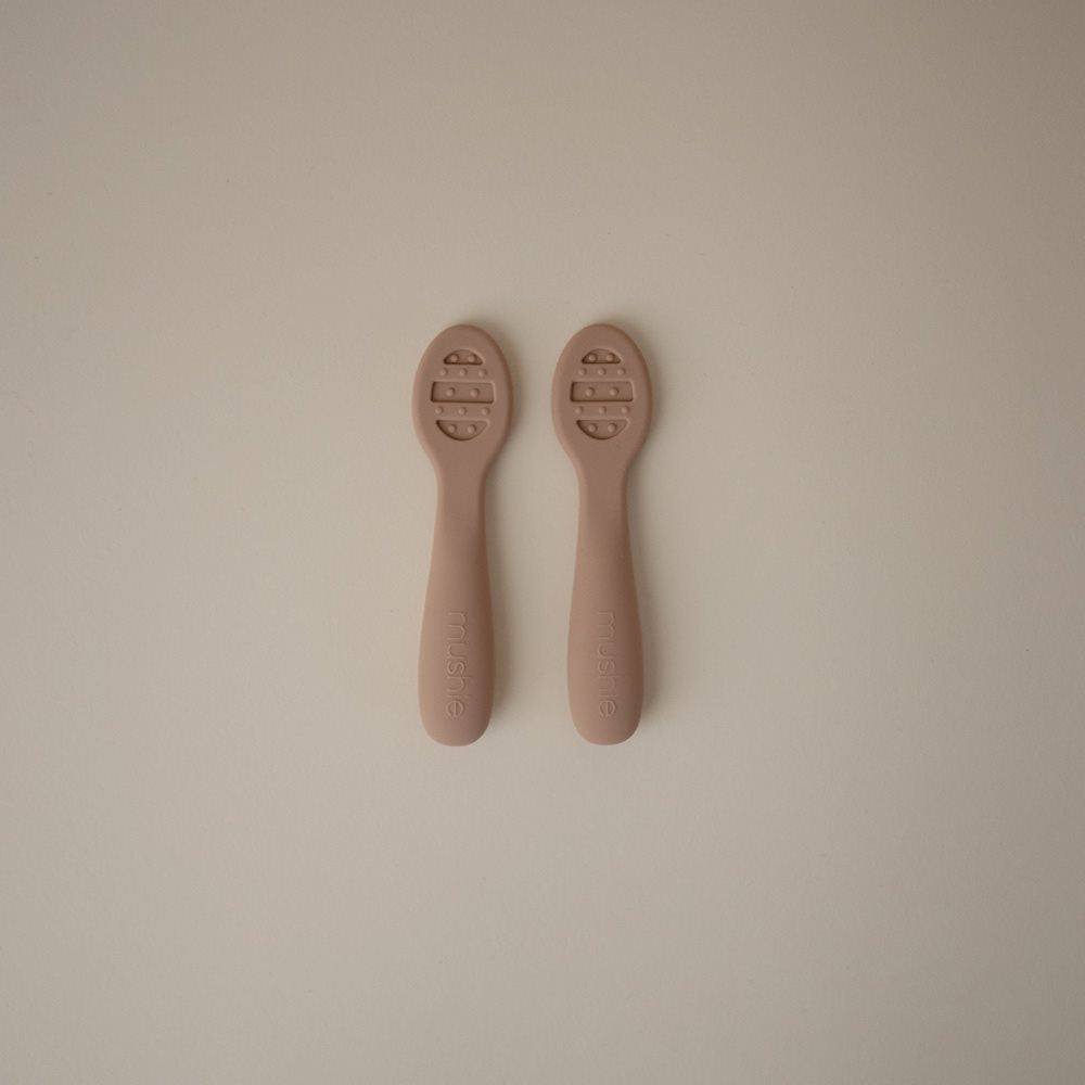 Mushie® Silikonske žličke za hranjenje Natural/Shifting Sand Mushie