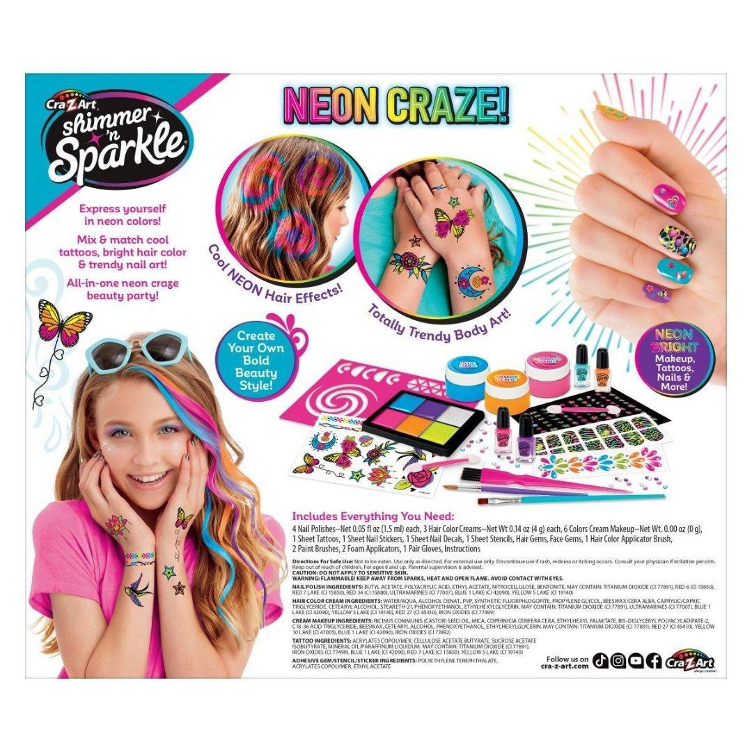 CrazArt® Set 4v1 za telo, nohte, lase in ličila Neon Craze CrazArt