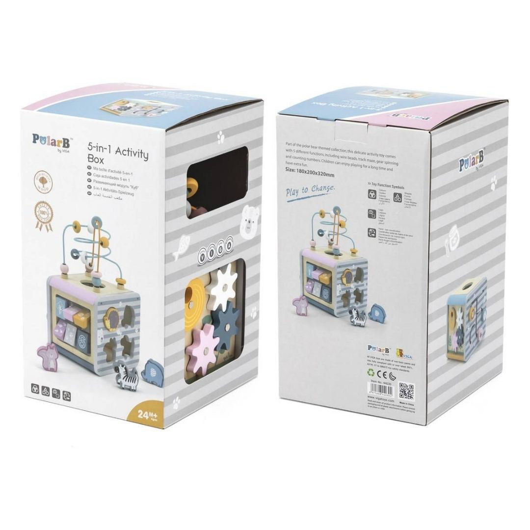 PolarB® Lesena aktivnostna kocka 5v1 PolarB