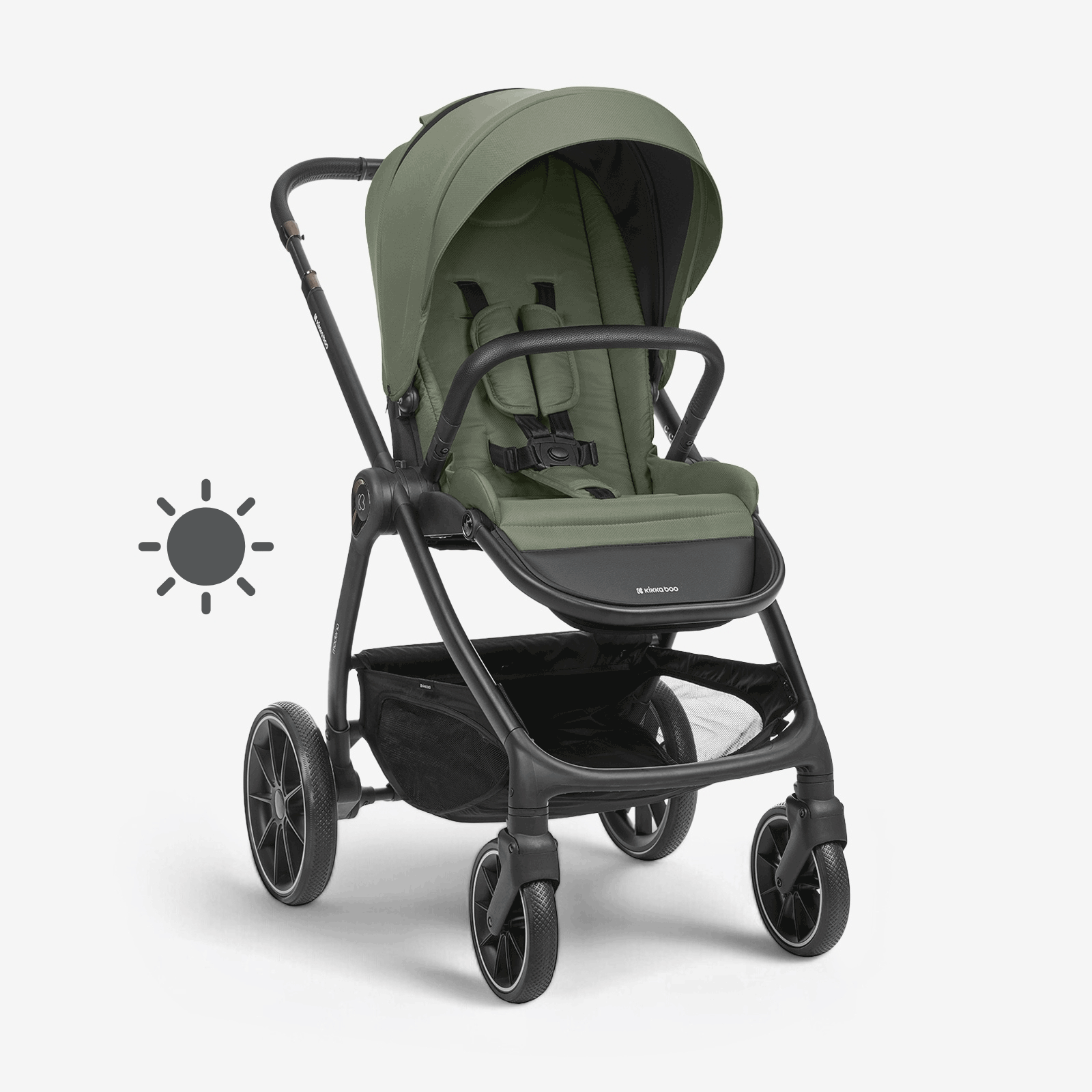 KikkaBoo® Otroški voziček s košaro 3v1 Modena Army Green KikkaBoo