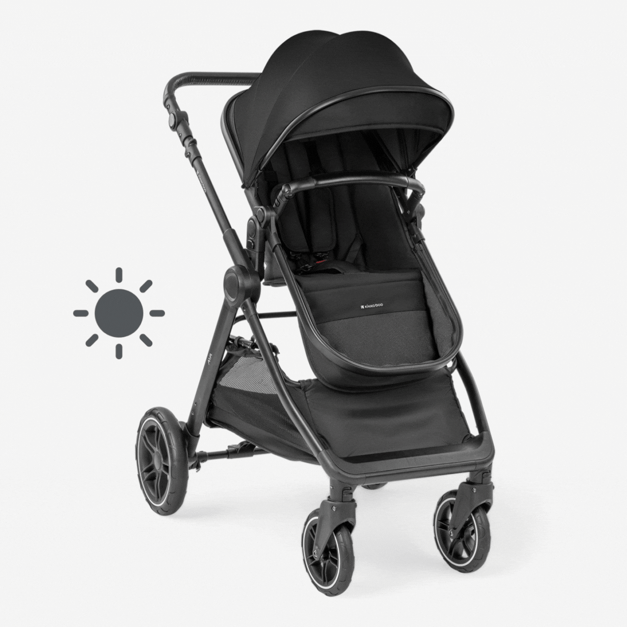 KikkaBoo® Otroški voziček s košaro 3v1 Ava Black KikkaBoo