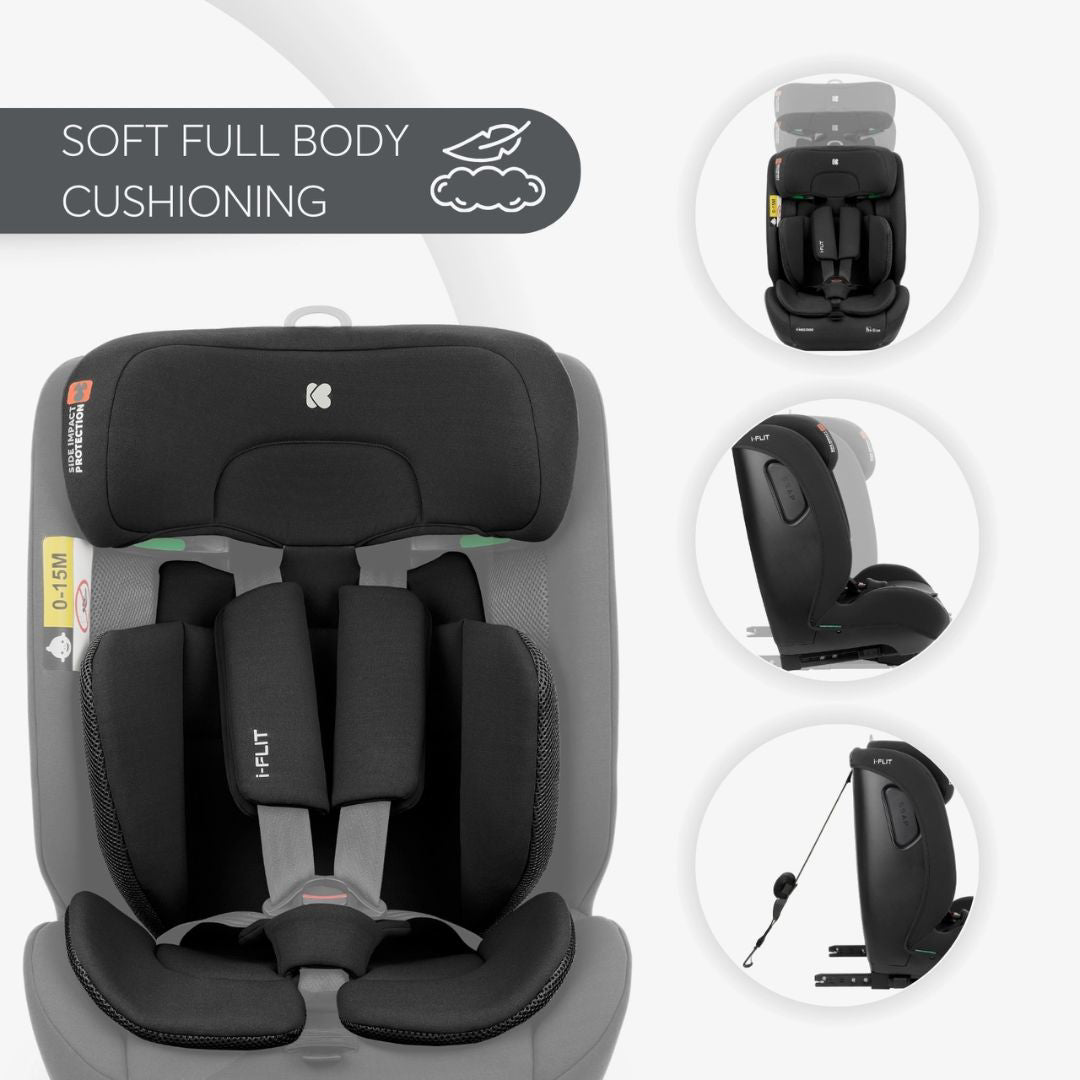 KikkaBoo® Otroški avtosedež i-Flit i-SIZE (76-150 cm) Black KikkaBoo