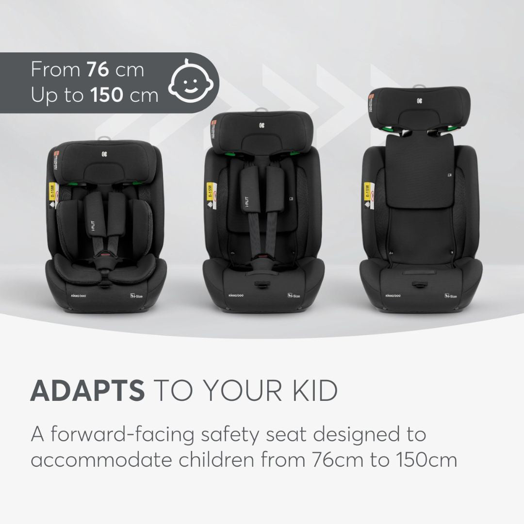 KikkaBoo® Otroški avtosedež i-Flit i-SIZE (76-150 cm) Black KikkaBoo