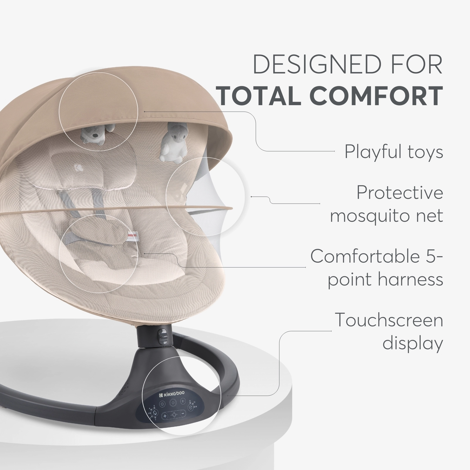 KikkaBoo® Električni gugalnik Codie Beige 2025 KikkaBoo