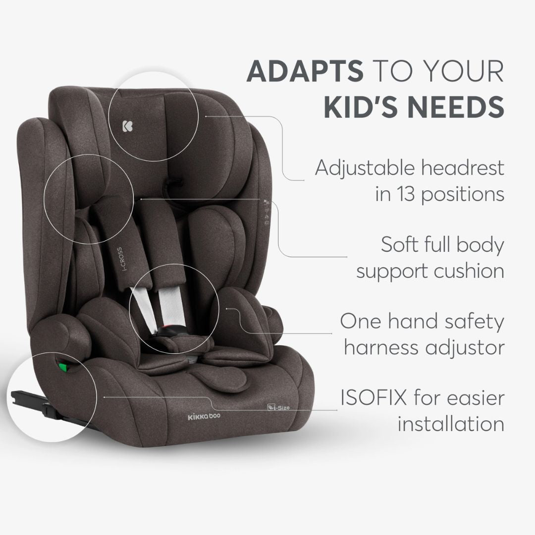 KikkaBoo® Otroški avtosedež i-Cross i-SIZE (76-150 cm) Brown KikkaBoo