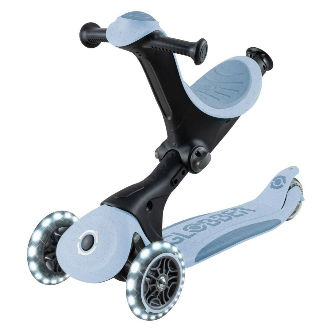 Globber® Zložljivi otroški skiro GO UP deluxe 360° s svetlečimi kolesi Blueberry Globber