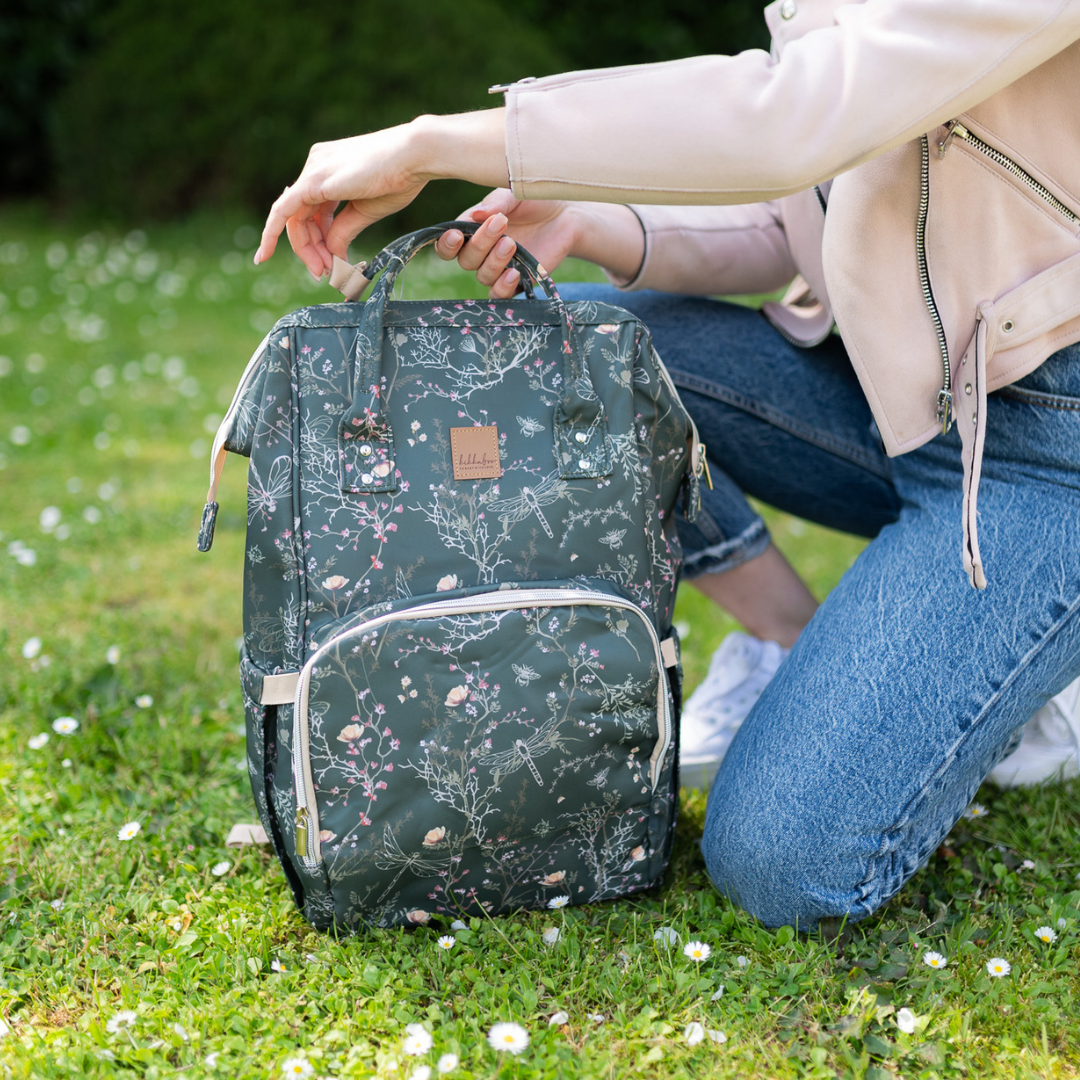 KikkaBoo® Previjalni nahrbtnik Siena Luxe Secret Garden Deep Green KikkaBoo