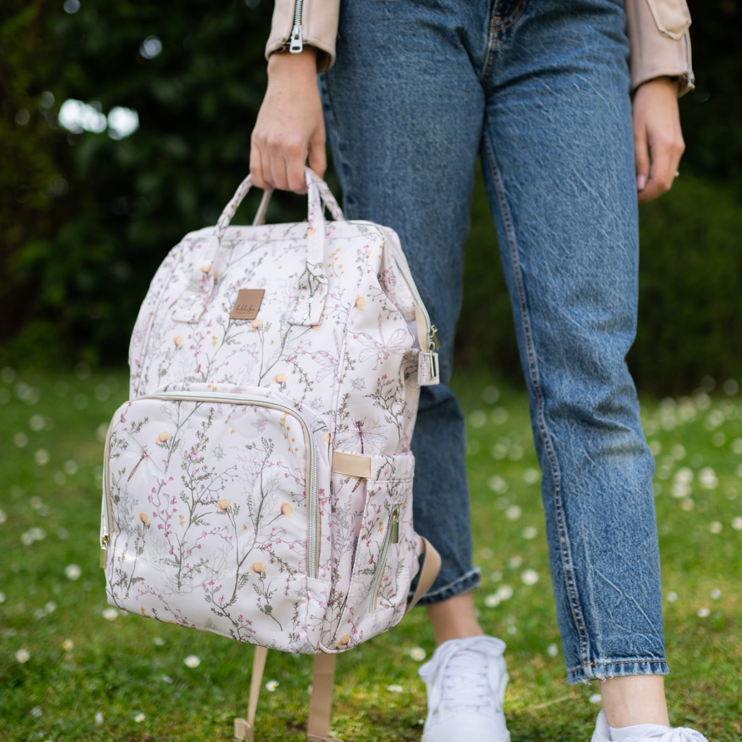 KikkaBoo® Previjalni nahrbtnik Siena Luxe Secret Garden Beige KikkaBoo