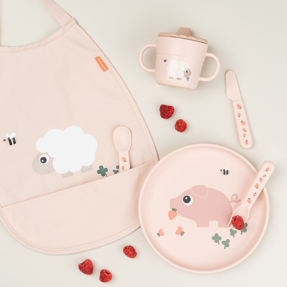 Done by Deer® Otroški krožnik Foodie Tiny Farm Powder Done by Deer