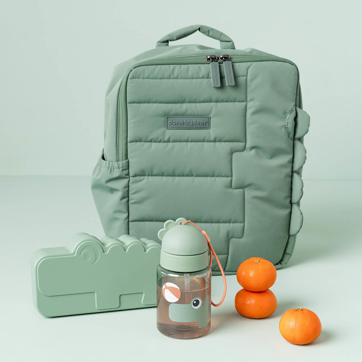 Done by Deer® Steklenička s slamico Playground Green 280 ml Done by Deer