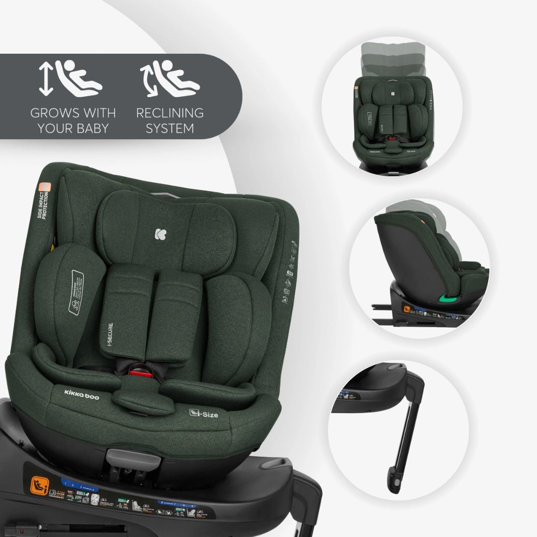 KikkaBoo® Otroški avtosedež 360 i-Secure i-SIZE (40-150 cm) Army Green KikkaBoo