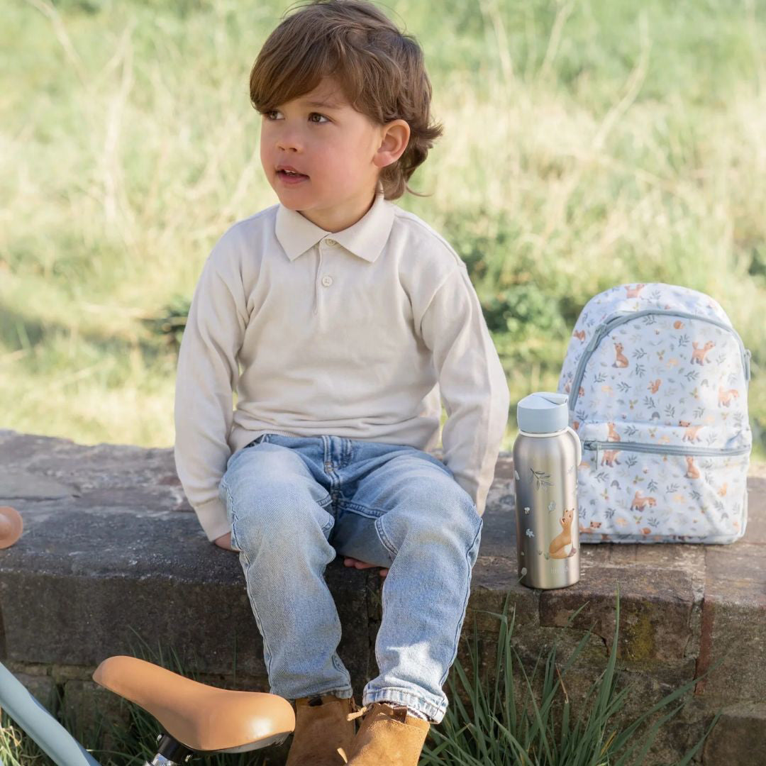 Little Dutch® Otroška steklenička iz nerjavečega jekla flip-up Forest Friends 350ml Little Dutch