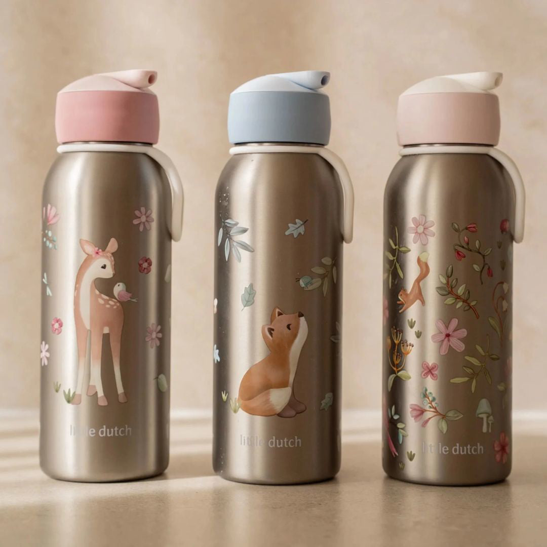 Little Dutch® Otroška steklenička iz nerjavečega jekla flip-up Fairy Garden 350ml Little Dutch