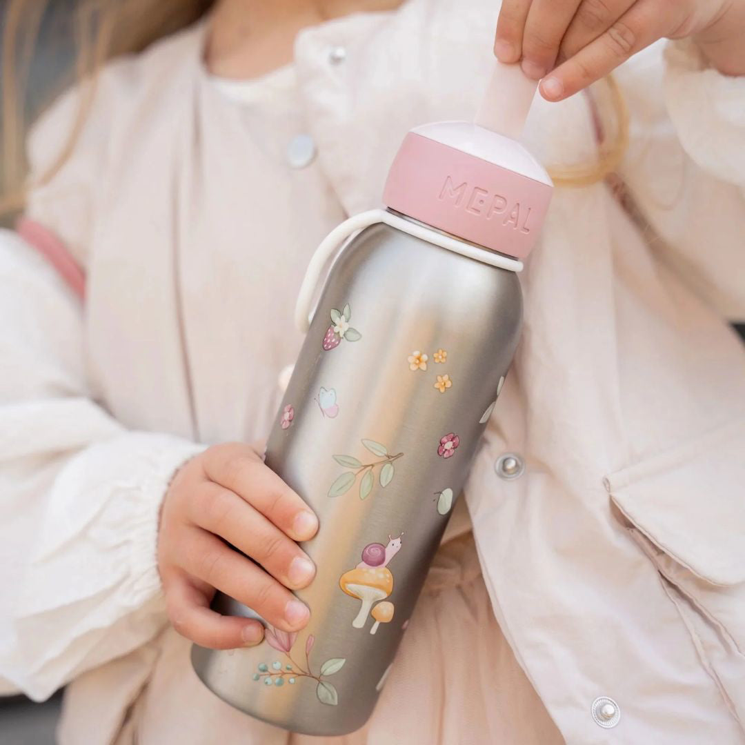 Little Dutch® Otroška steklenička iz nerjavečega jekla flip-up Fairy Garden 350ml Little Dutch