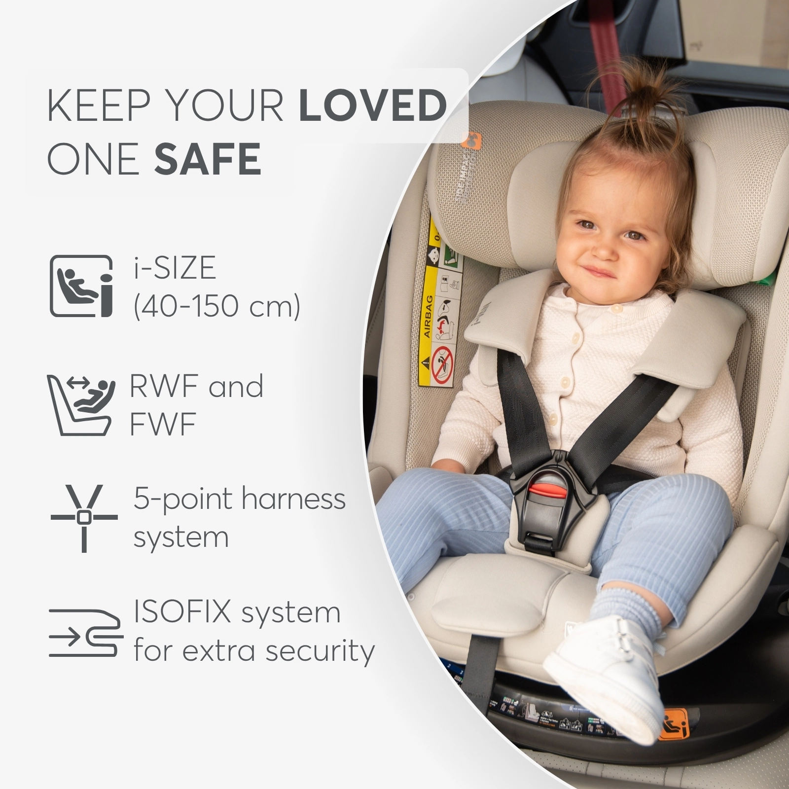KikkaBoo® Otroški avtosedež 360°i-Van i-SIZE (40-150 cm) Light Beige KikkaBoo