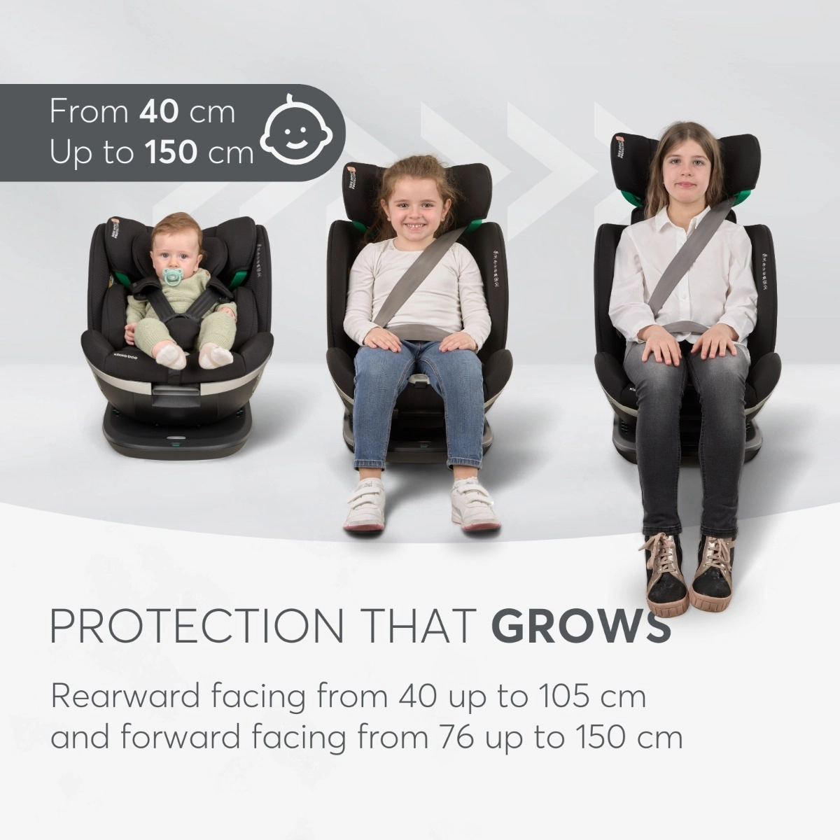 KikkaBoo® Otroški avtosedež 360° i-Drive i-SIZE (40-150 cm) Light Grey KikkaBoo