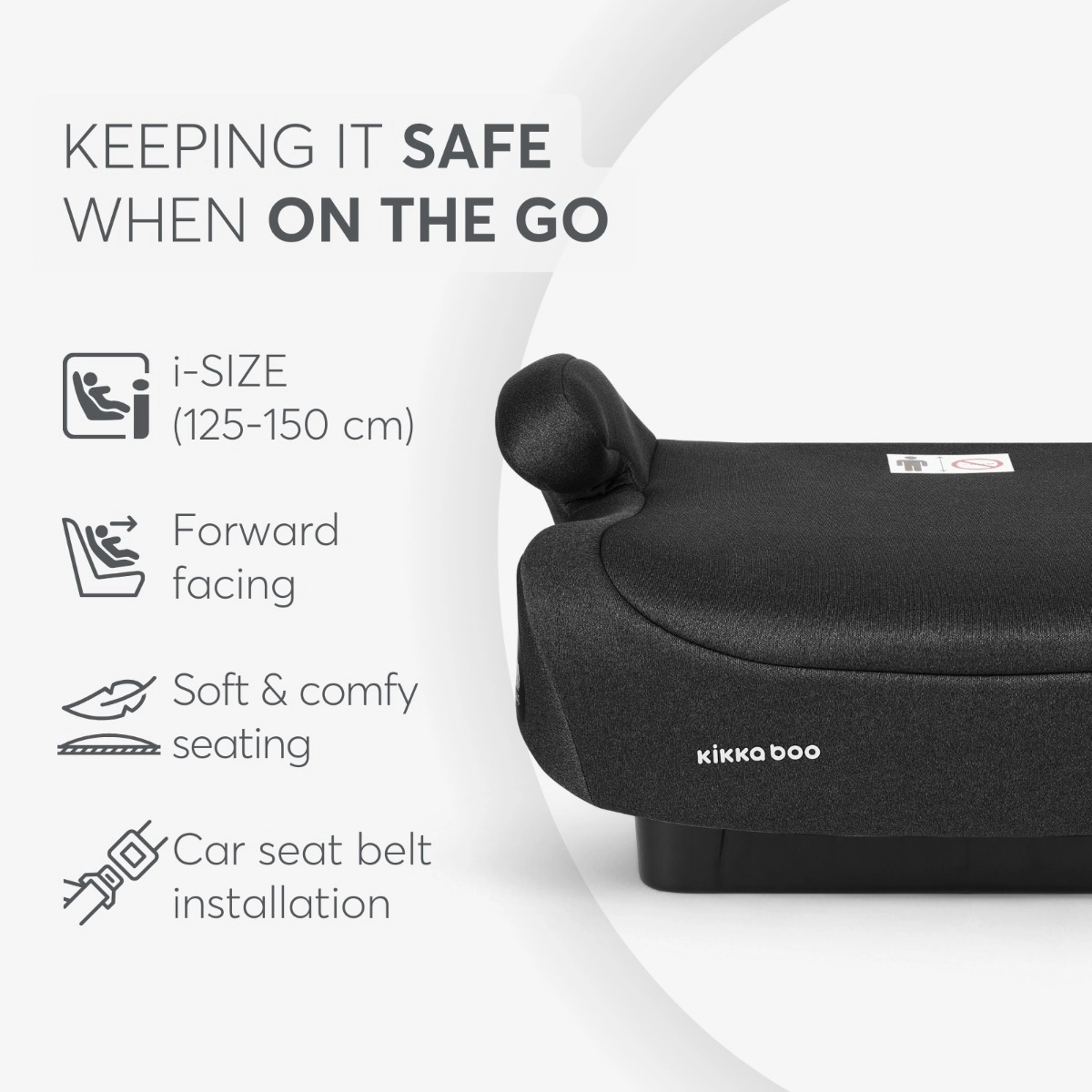 KikkaBoo® Otroški jahač i-Go i-SIZE (125-150 cm) Black KikkaBoo