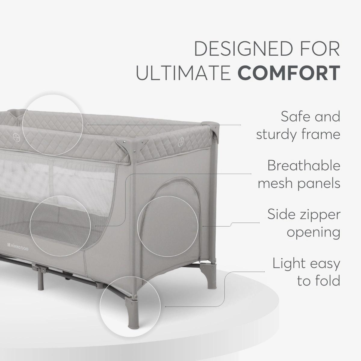 KikkaBoo® Prenosna posteljica 2 levels 125x65 Medley Beige KikkaBoo