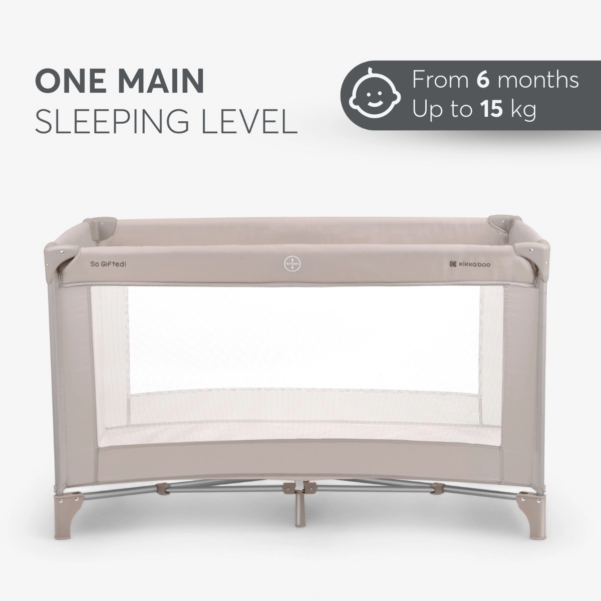 KikkaBoo® Prenosna posteljica 1 level 125x65 So Gifted Beige KikkaBoo