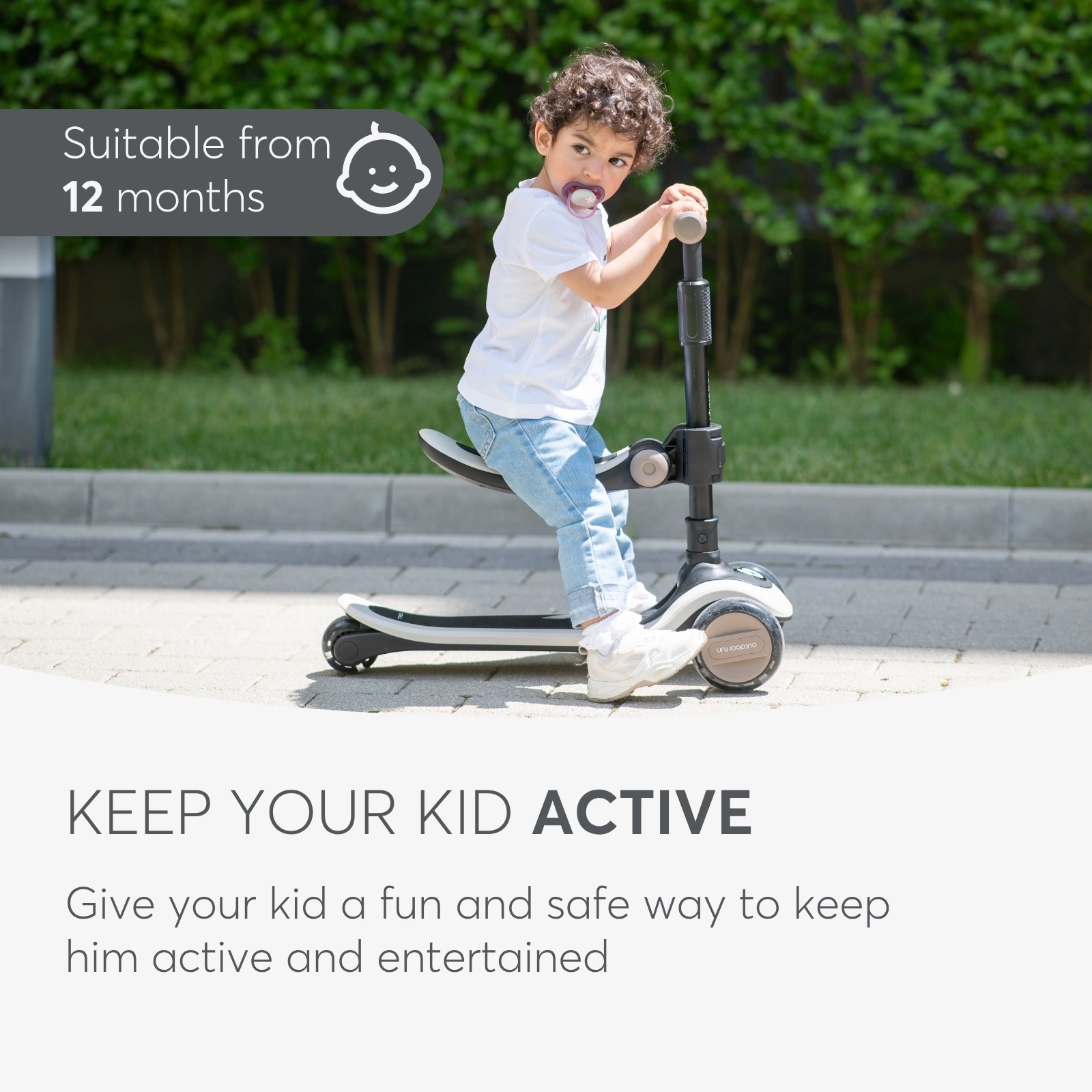 KikkaBoo® Otroški poganjalec/skiro 2v1 Treo Beige KikkaBoo