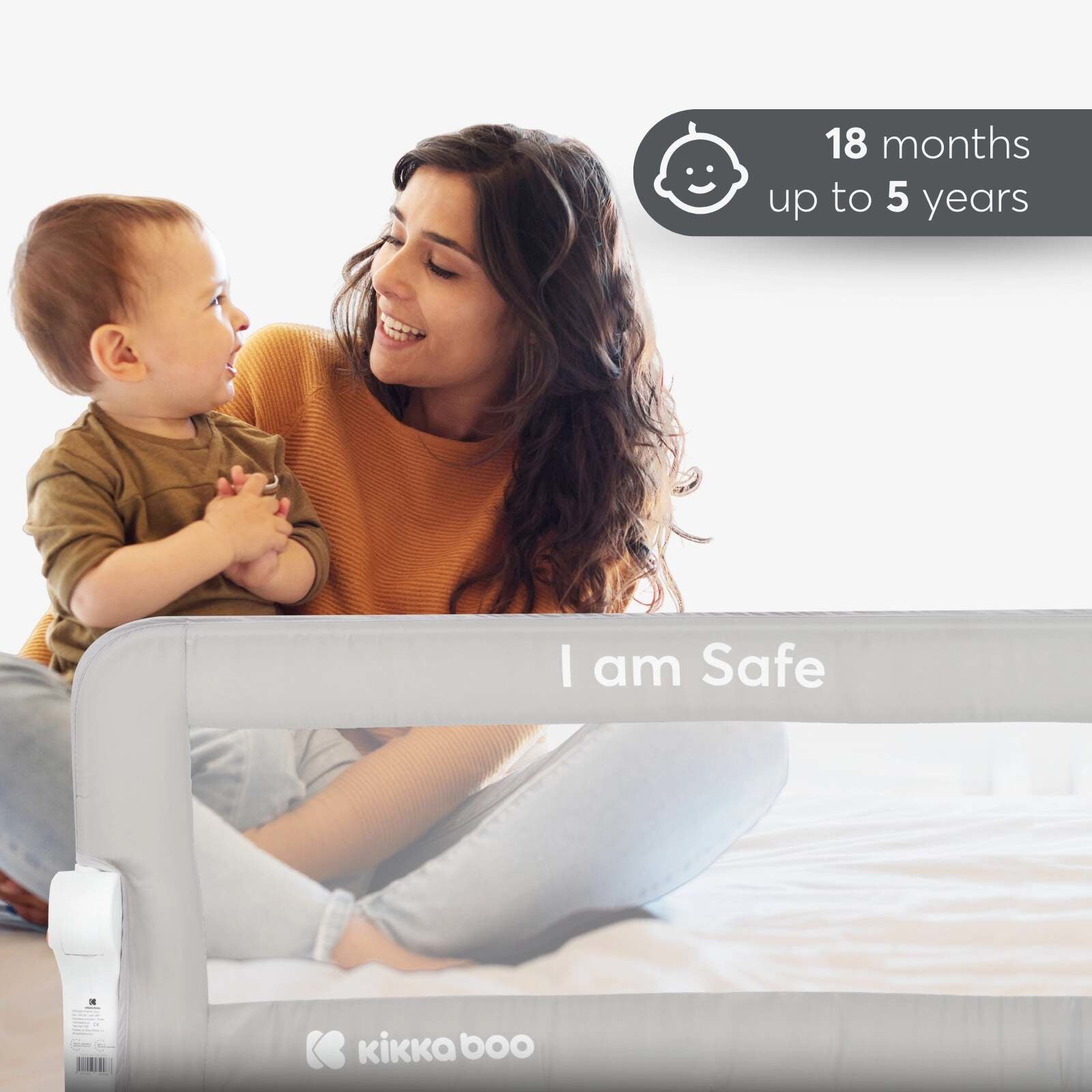 KikkaBoo® Posteljno varovalo I am Safe 120 cm Grey KikkaBoo