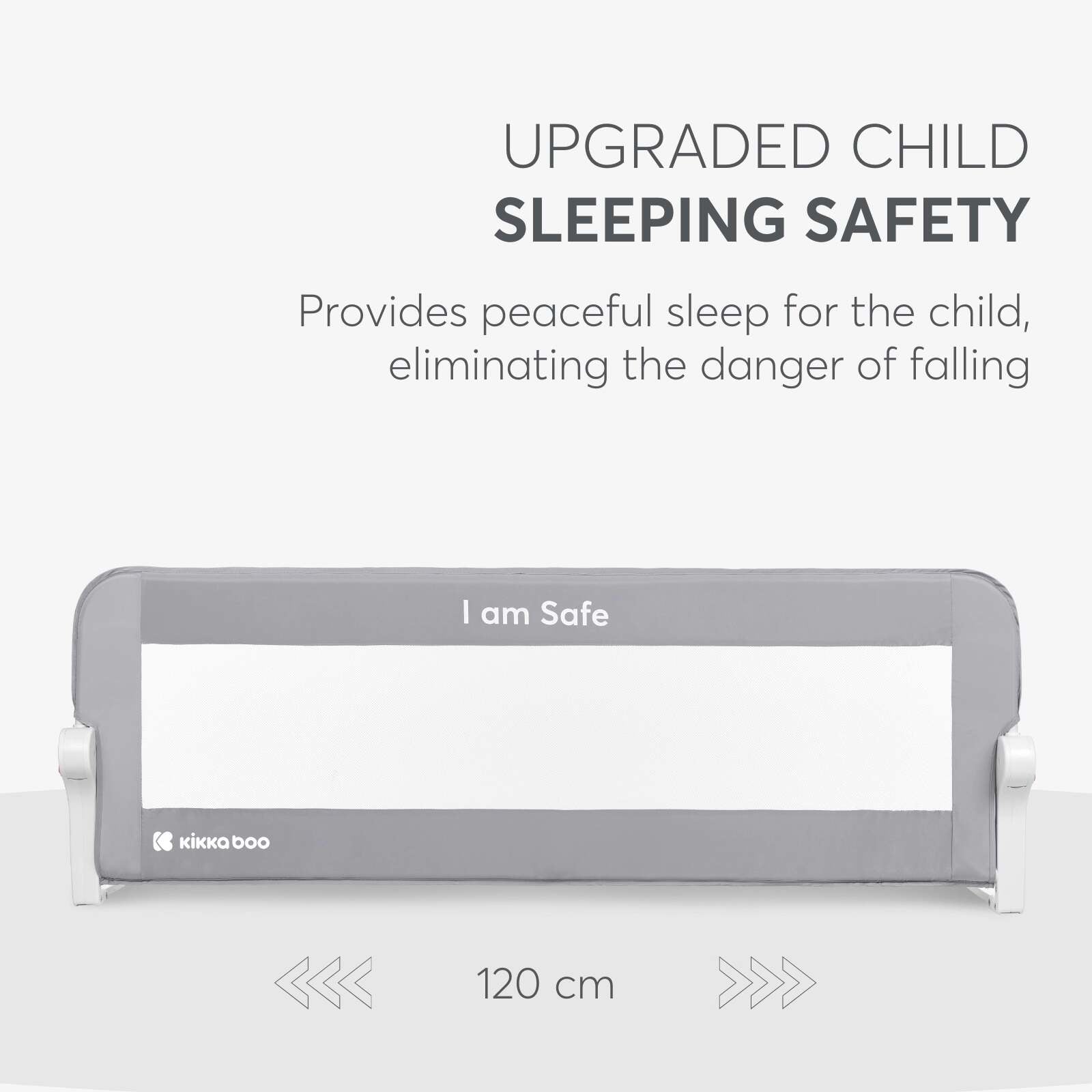 KikkaBoo® Posteljno varovalo I am Safe 120 cm Grey KikkaBoo