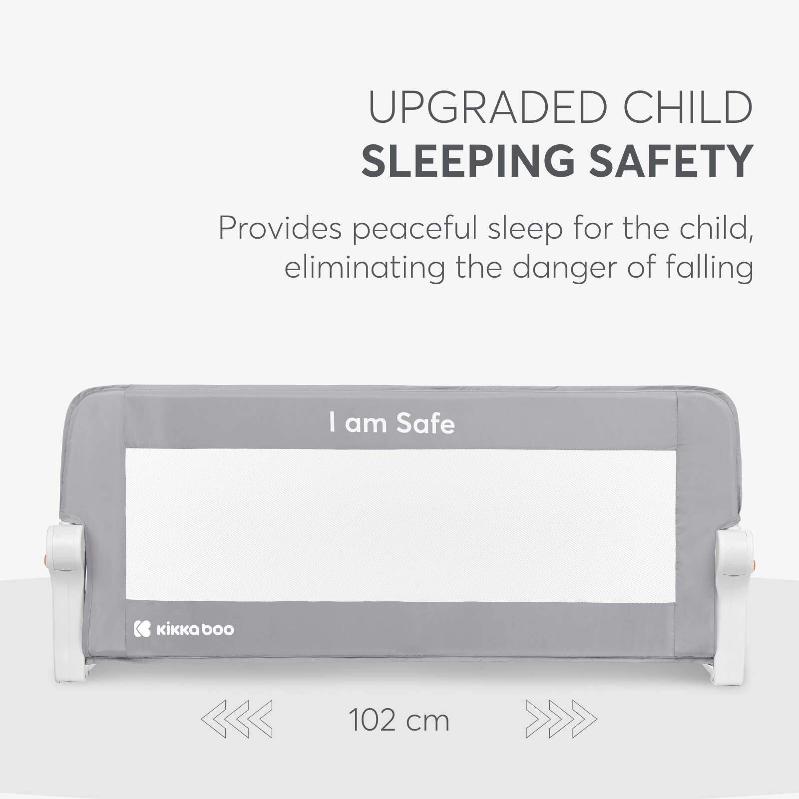 KikkaBoo® Posteljno varovalo I am Safe 102cm Grey KikkaBoo