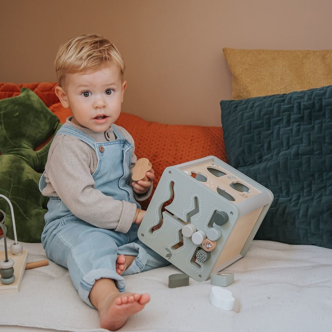 Label Label® Wooden Activity Cube Olive Green