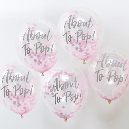 Slika za Ginger Ray® Baloni s konfetima About To Pop Pink 5 komada