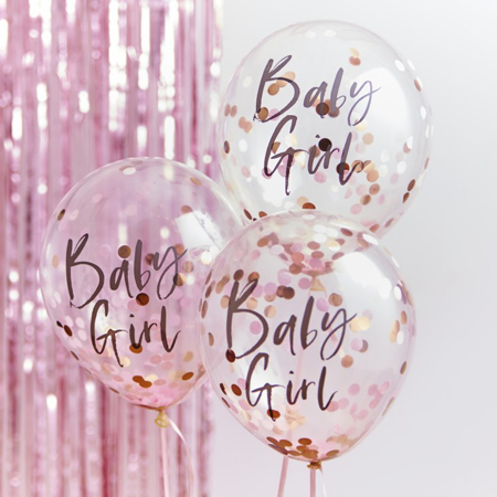 Slika za Ginger Ray® Baloni s konfetima Baby Girl Twinkle Twinkle 5 kosov