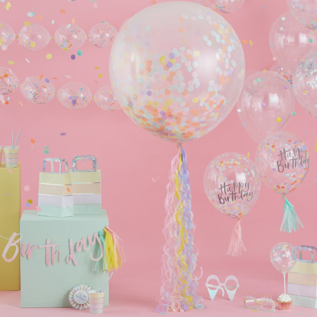 Slika za Ginger Ray® Happy Birthday Baloni s konfetima 5 komada
