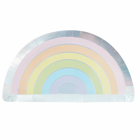 Ginger Ray® Rainbow papirnati tanjuri Pastel Party 8 komada