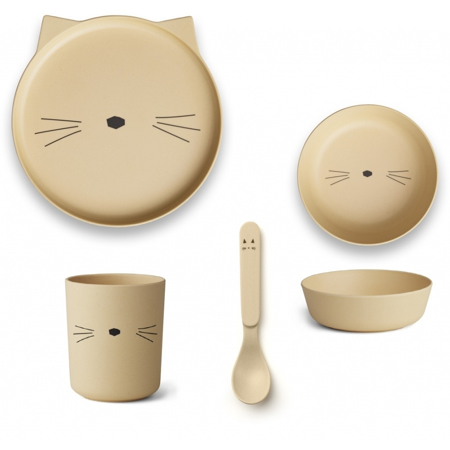 Slika za Liewood® Set za jelo iz bambusovih vlakana Cat Smoothie Yellow