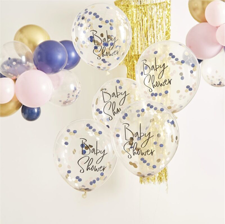 Slika za Ginger Ray® Baloni s konfetima za Baby Shower Pink/Navy 5 komada
