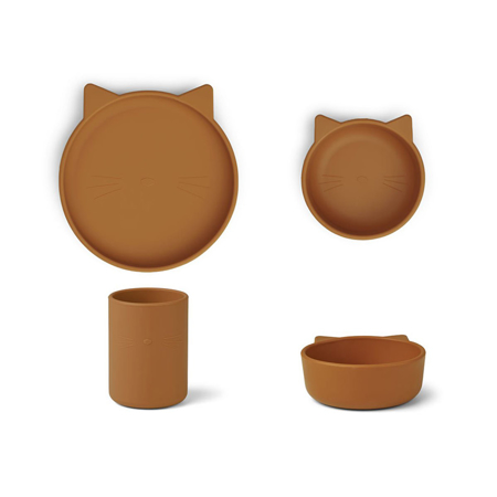 Slika za Liewood® Set za jelo od silikona Cyrus Junior Cat Mustard