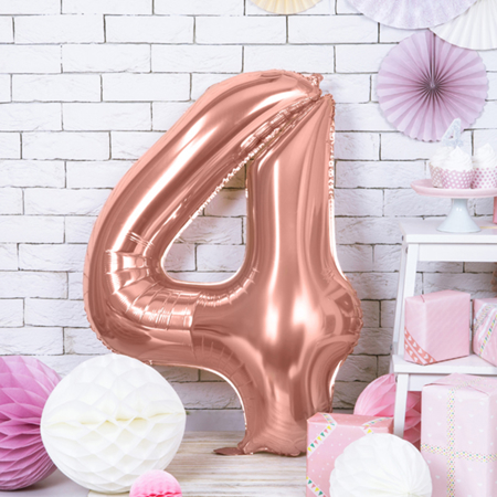 Party Deco®  Baloni u obliku broja 4 Rose Gold
