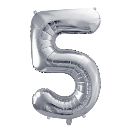 Slika za Party Deco® Balon u obliku broja 5 Silver