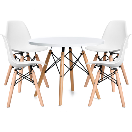 EM Furniture Set stolića i 4 stolice White