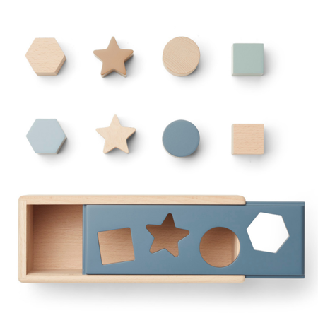 Liewood® Drvena kutija Midas Puzzle Box Geometric Whale Blue Multi Mix