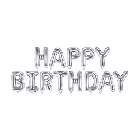 Slika za Party Deco®  Baloni Happy Birthday Silver