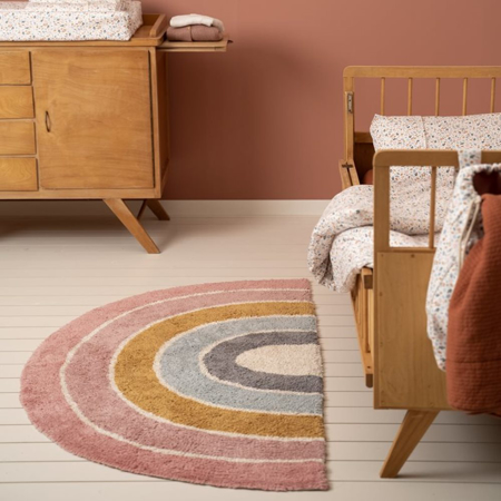 Little Dutch® Dječji tepih od 100% pamuka Pure Pink Rainbow 